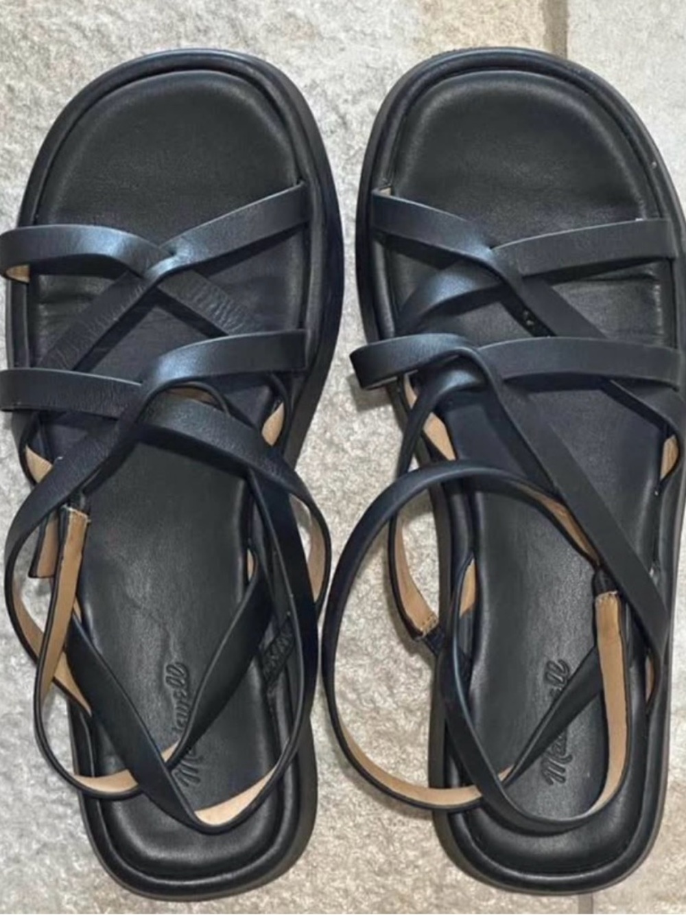 Madewell Women's 7.5 Black Strappy Flat Sandals - Classic Casual